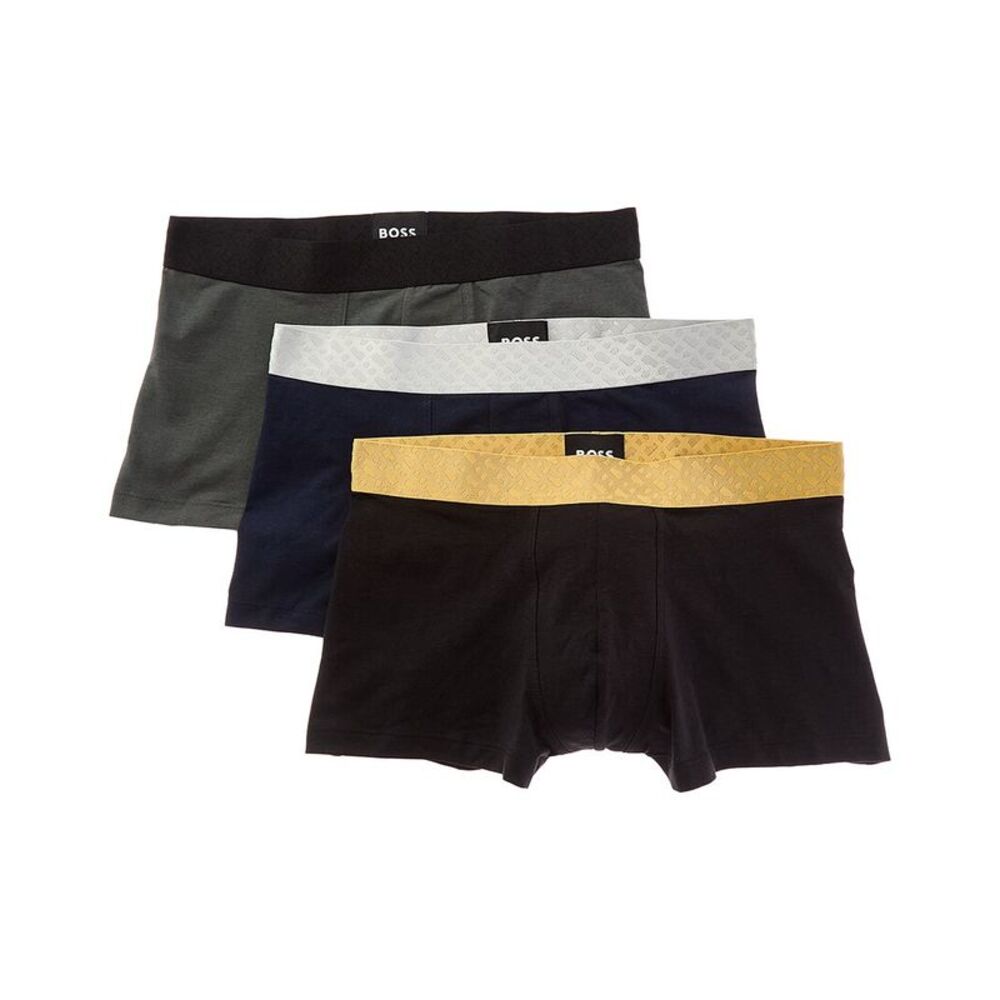 Hugo Boss Mens Boss  Set Of 3 Metallic Trunk, Black